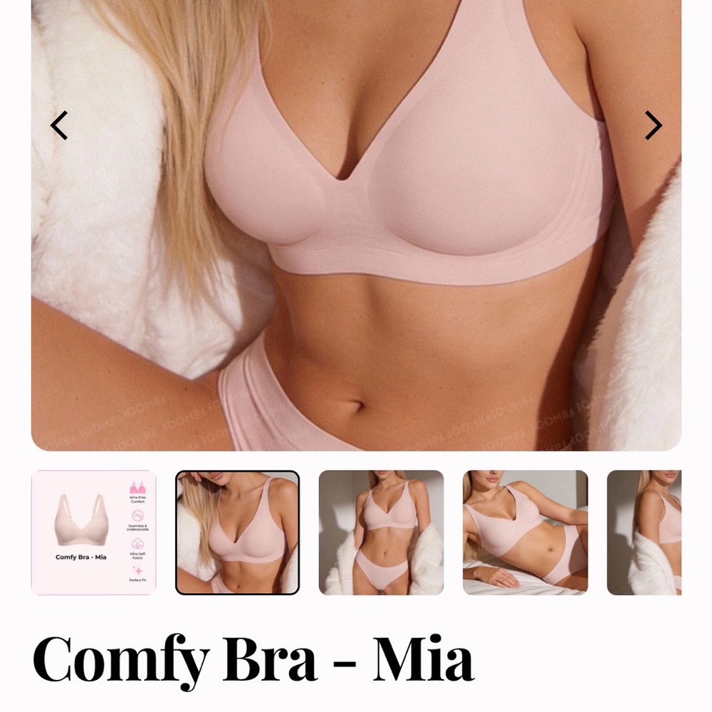 Boomba Mia Wireless Comfort Bra, M Light Pink, Like New